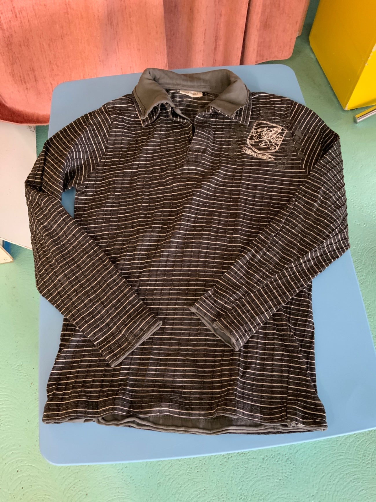 Langarmshirt S Schwarz mit weißen Streifen