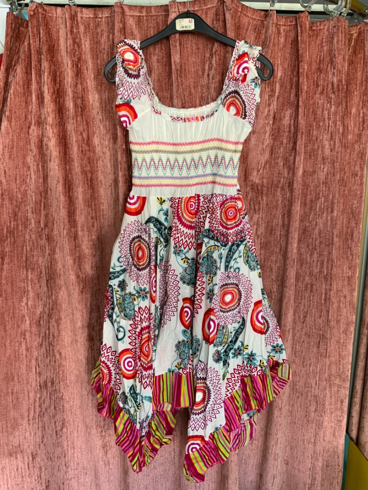 Kleid S Weiß mit bunten Mustern