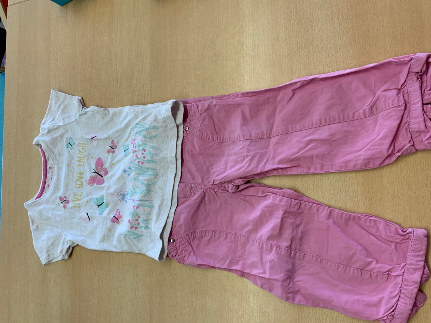 2-Teiler 110/116 Pink und Weiß