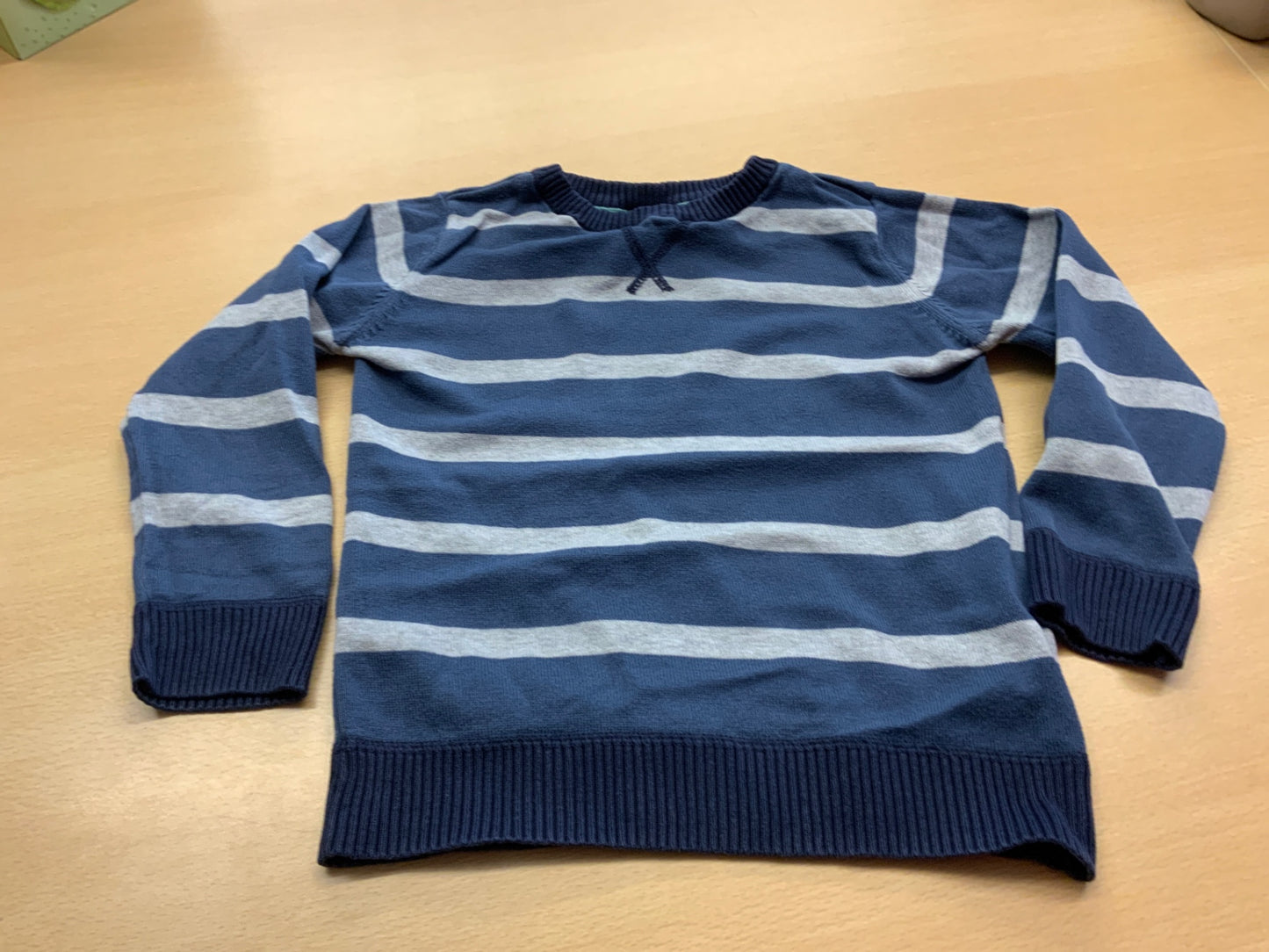 Pullover 110/116 Blau und Grau gestreift