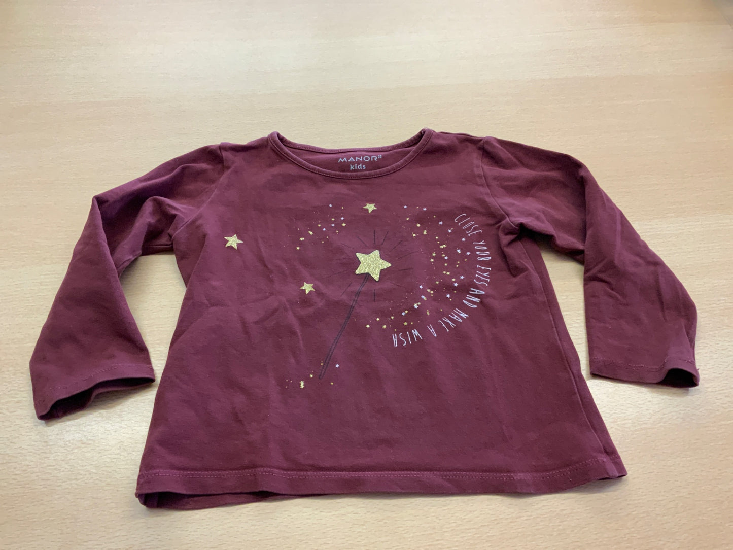 MANOR Langarmshirt 98/104 Bordeauxrot
