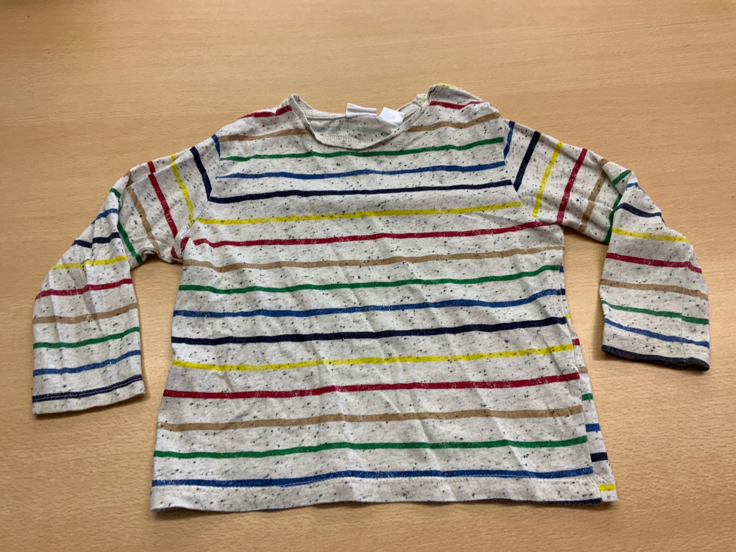 Pullover 98 Weiß mit bunten Streifen