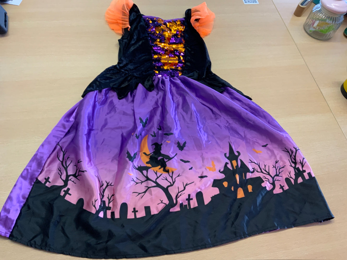 Kostüm 128/140 Lila, Schwarz, Orange