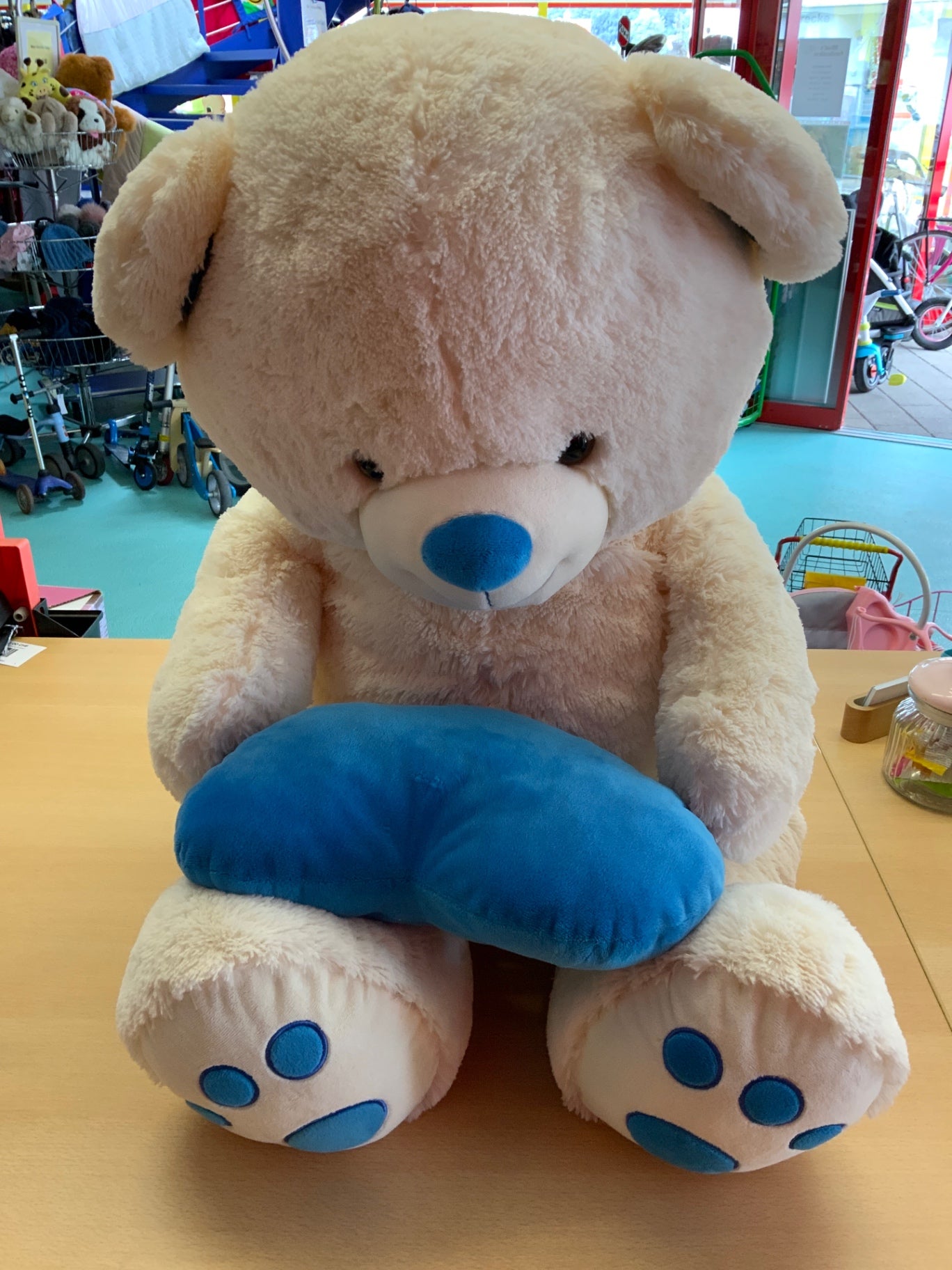 Plüschbär Beige und Blau