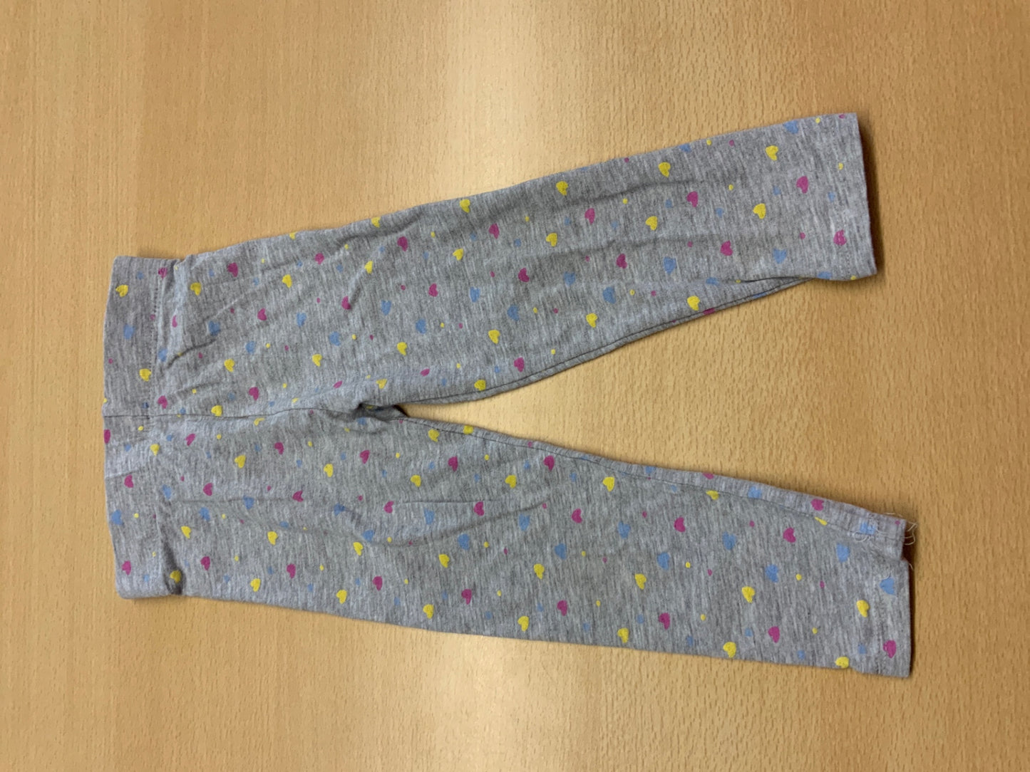 Leggins 92 Grau mit bunten Punkten in Gelb, Blau und Pink