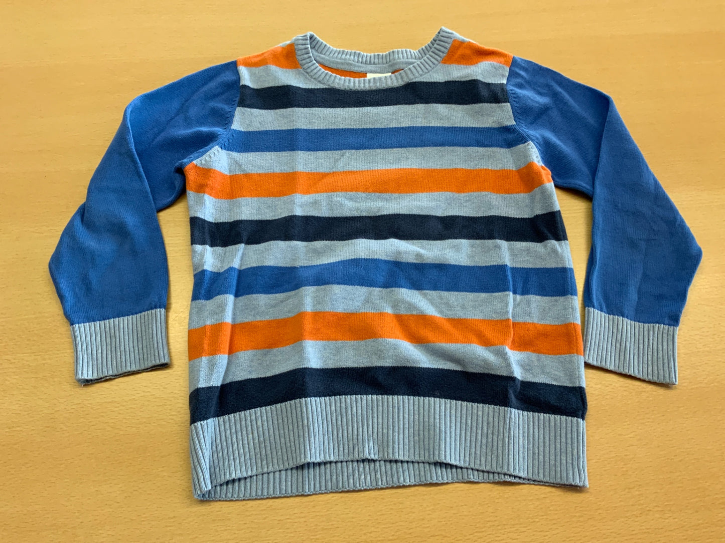 Pullover 122 Bunt mit Blau, Grau, Orange, Schwarz
