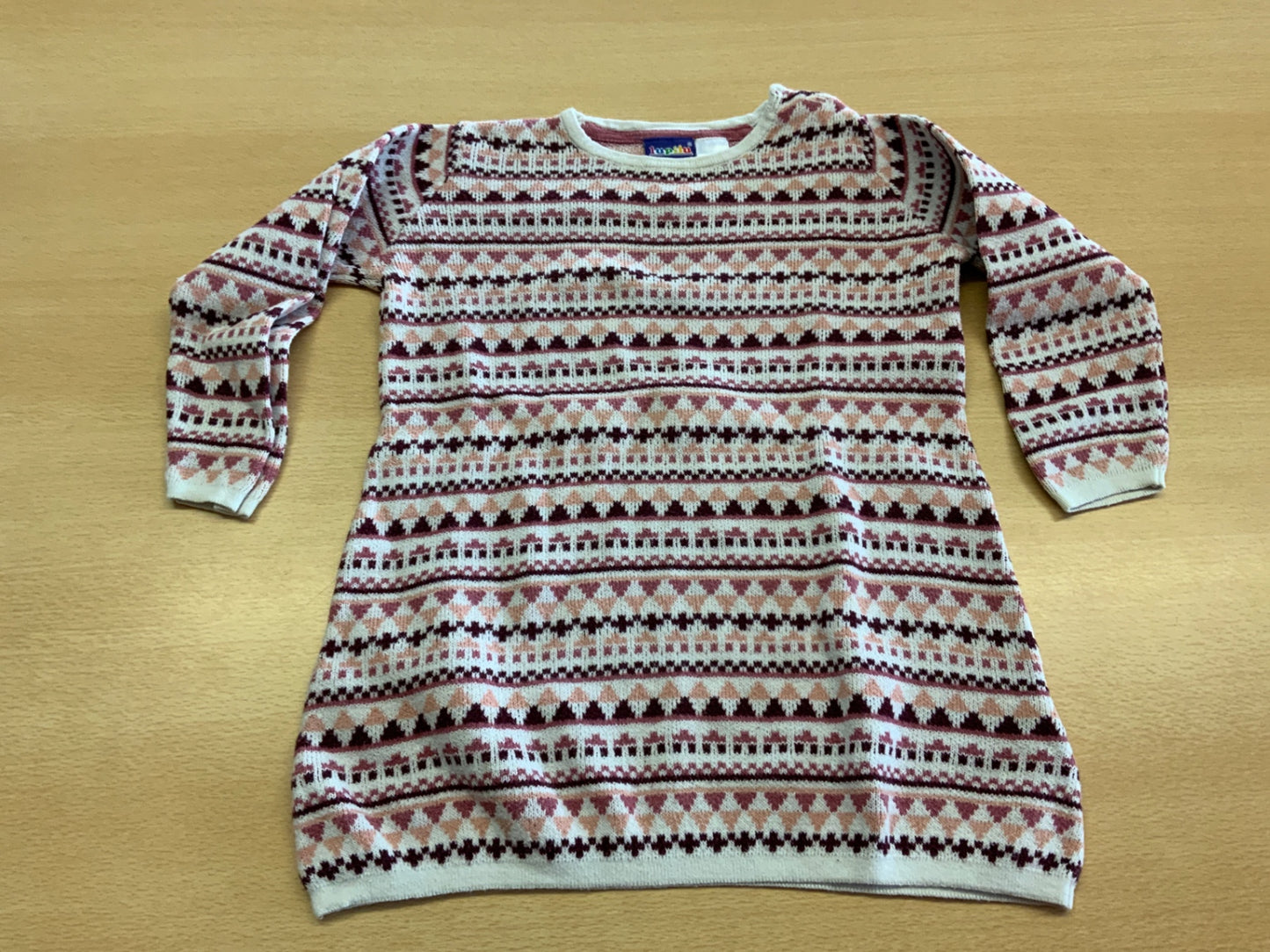 Pullover 104/110 Weiß, Rot, Schwarz, Beige