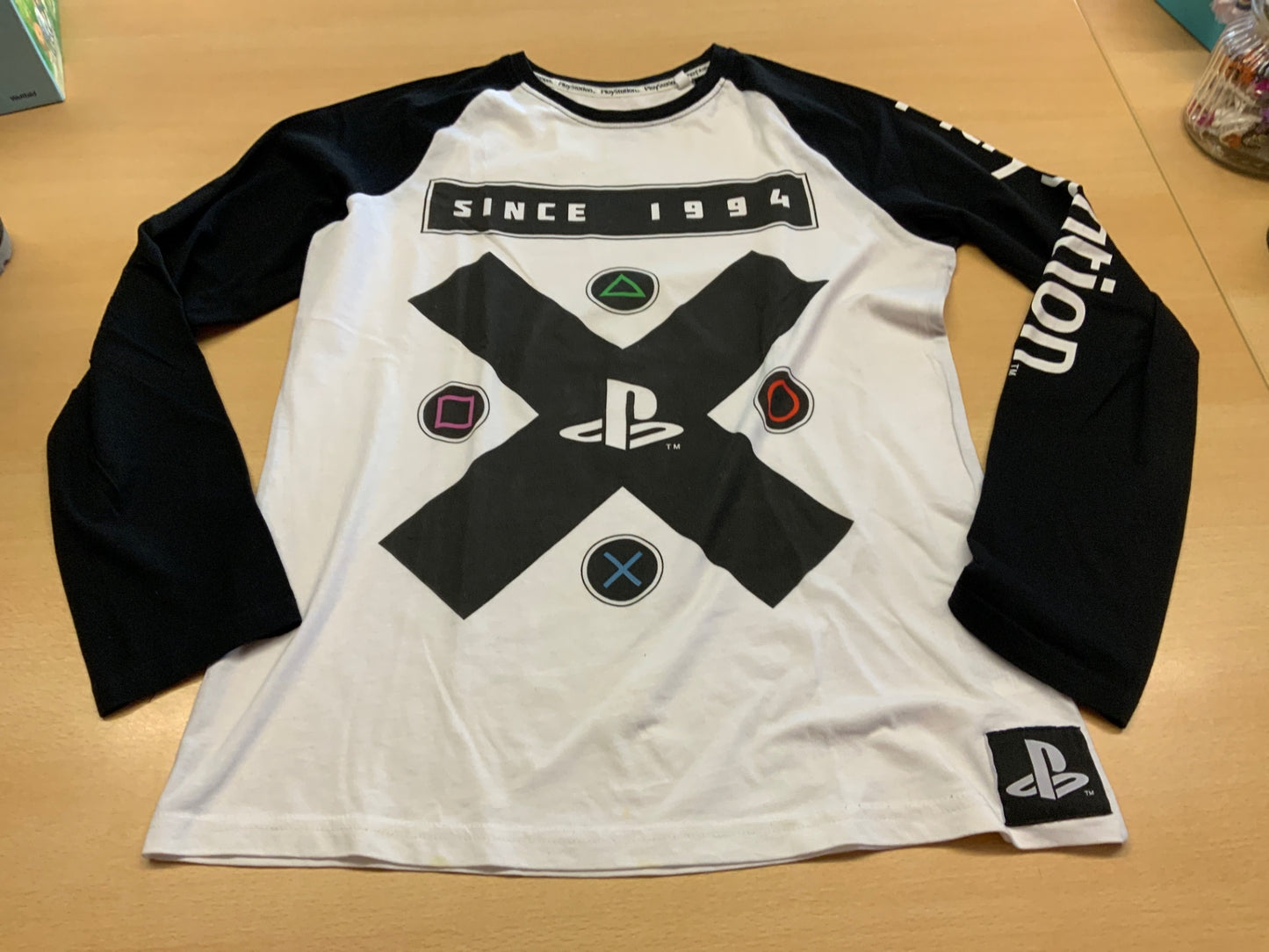 PlayStation Langarm-T-Shirt 158/164 Weiß und Schwarz