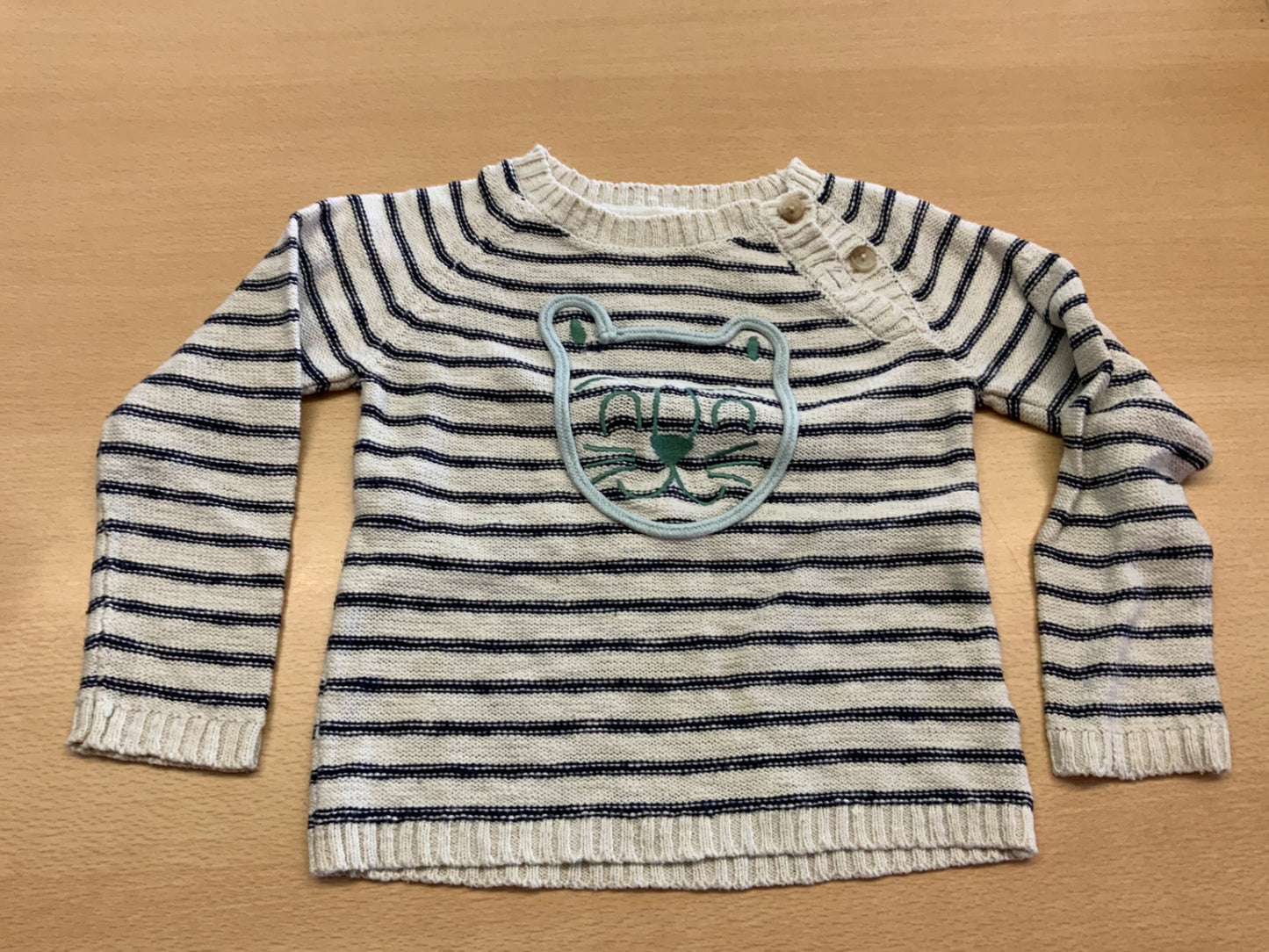 Pullover 92/98 Creme und Marineblau