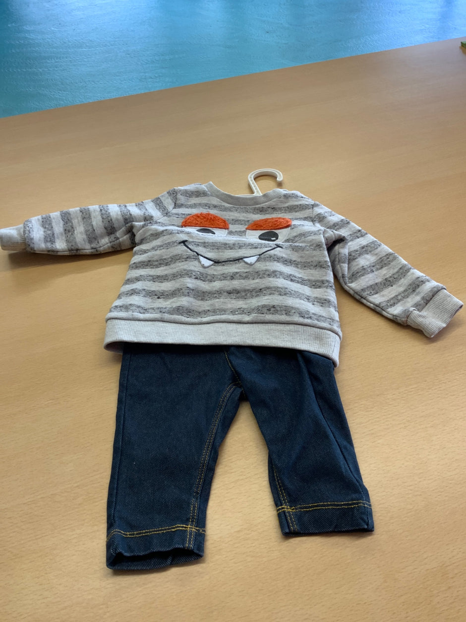 Kinder-Outfit 62 Grau und Dunkelblau