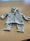 H&M Babyanzug 56 Grau-Weiß gestreift