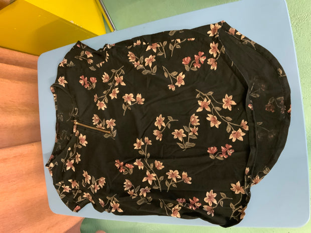 Bluse 40/42 Schwarz mit Blumenmuster