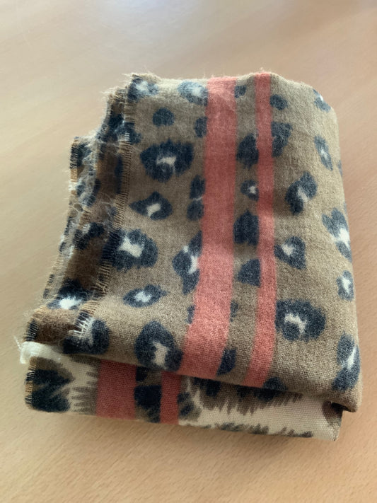 Schal Beige, Schwarz, Rosa