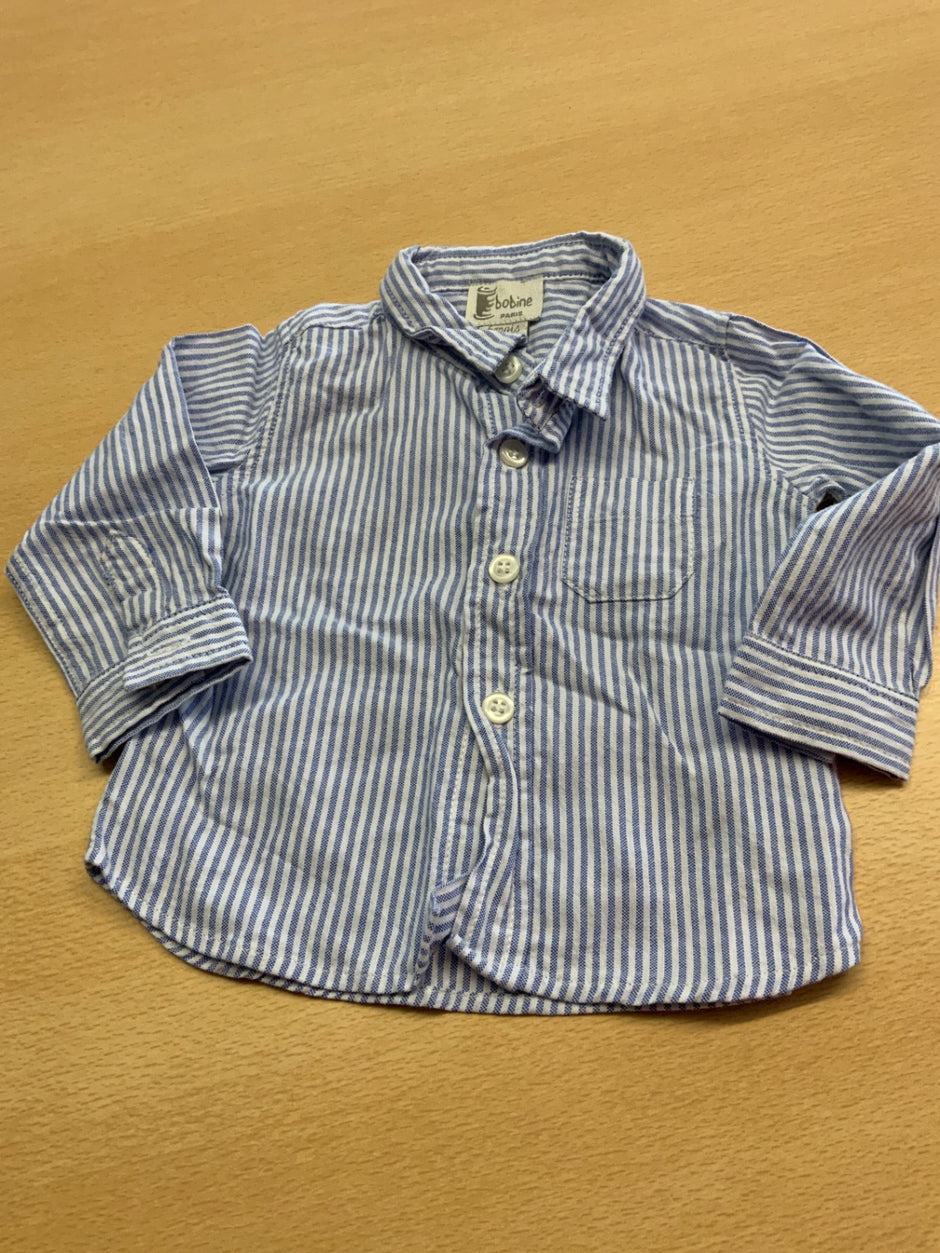 Bebine Hemd 68 Blau mit weißen Streifen