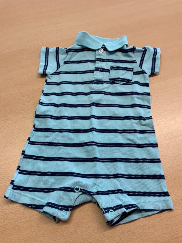Babybody 68 Hellblau mit blauen Streifen