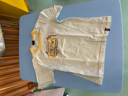 T-Shirt 140 Hellblau mit gelbem Kragen