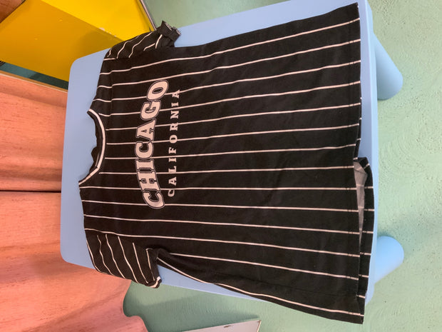 T-Shirt S Schwarz mit weißen Streifen