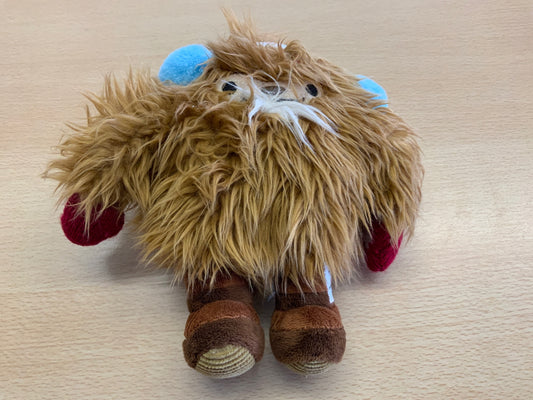 Plüschfigur Braun, Blauer und Roter Akzent