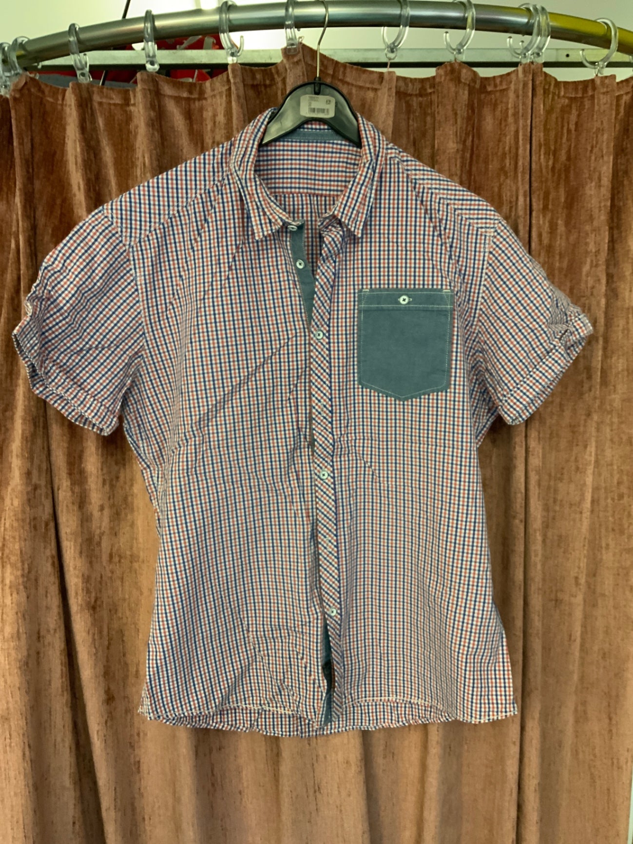 Kurzärmeliges Hemd M Blau und Rot kariert