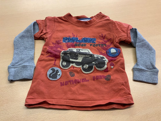 Langarmshirt 80 Rot und Grau