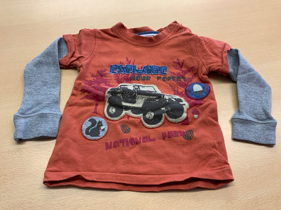 Langarmshirt 80 Rot und Grau