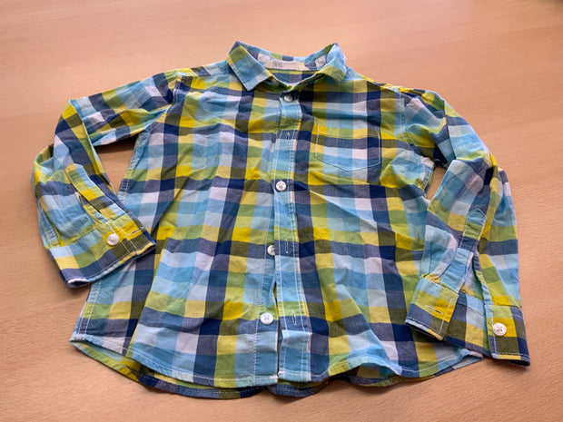 Hemd 116 Bunt (Blau, Grün, Gelb)