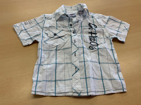  Kurzarmhemd 104 Weiß mit Karomuster