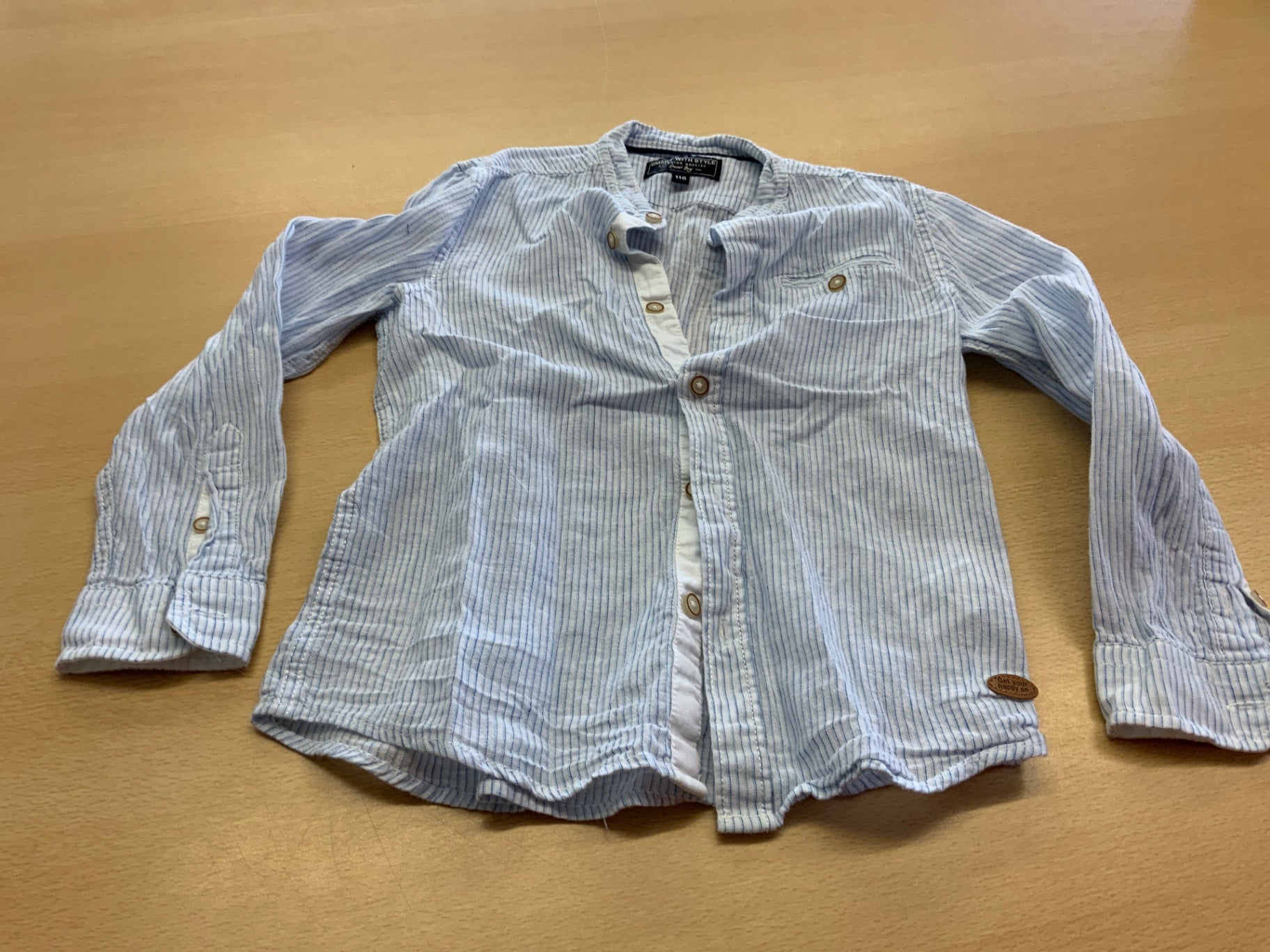 Hemd 116 Blau gestreift
