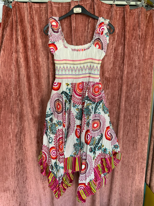 Kleid S Weiß mit bunten Mustern