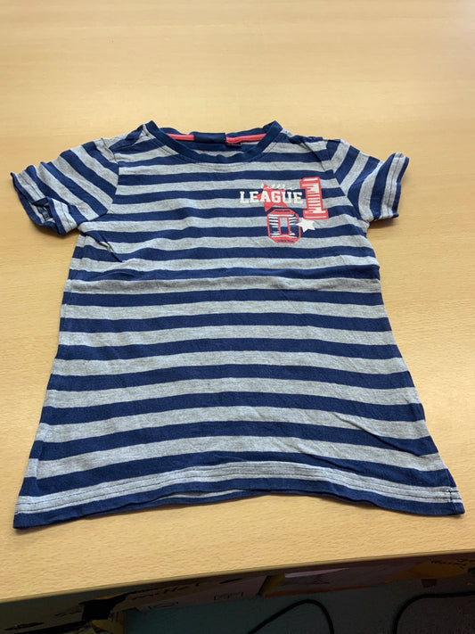 T-Shirt 116 Blau/Grau gestreift