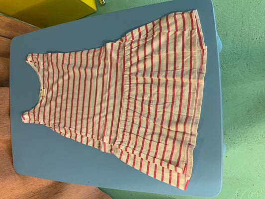 Kleid 122/128 weiss mit roten Streifen