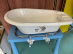 Babybadewanne mit Aufsatz Weiß mit braunen Tiermotiven
