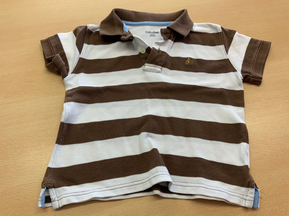 BabyGap Polo-Shirt 92 Braun und Weiß gestreift