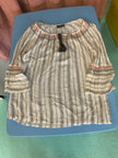 Bluse Beige mit schwarz-weißen Streifen