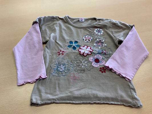 S.Oliver T-Shirt 98 Grau mit rosa Ärmeln