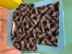 Shirt M Dunkelblau mit goldenem Blattmuster