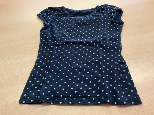 T-Shirt 134/140 Schwarz mit weißen Punkten