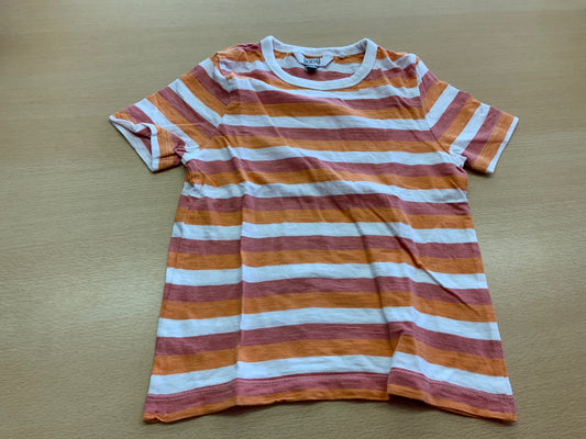 Kids T-Shirt 104 Orange und Weiß mit Streifen