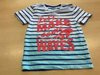 KIDS T-Shirt 116 Weiß und Blau gestreift