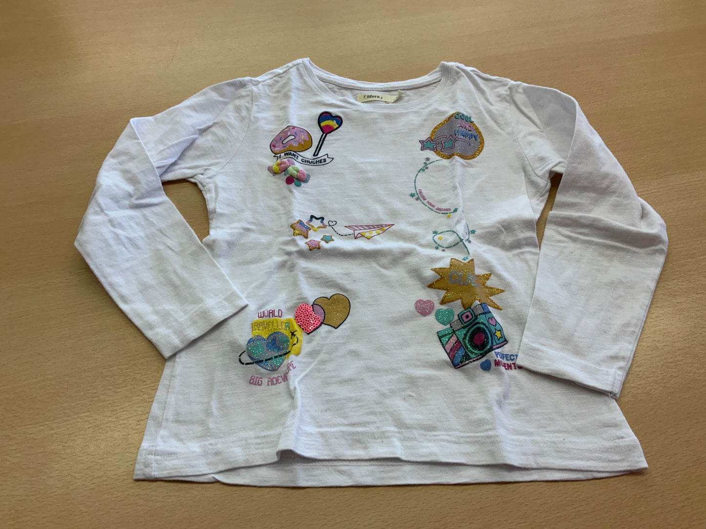 Langarmshirt 110/116 Weiß