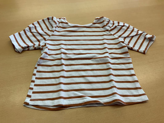 T-Shirt 116 Weiß mit braunen Streifen
