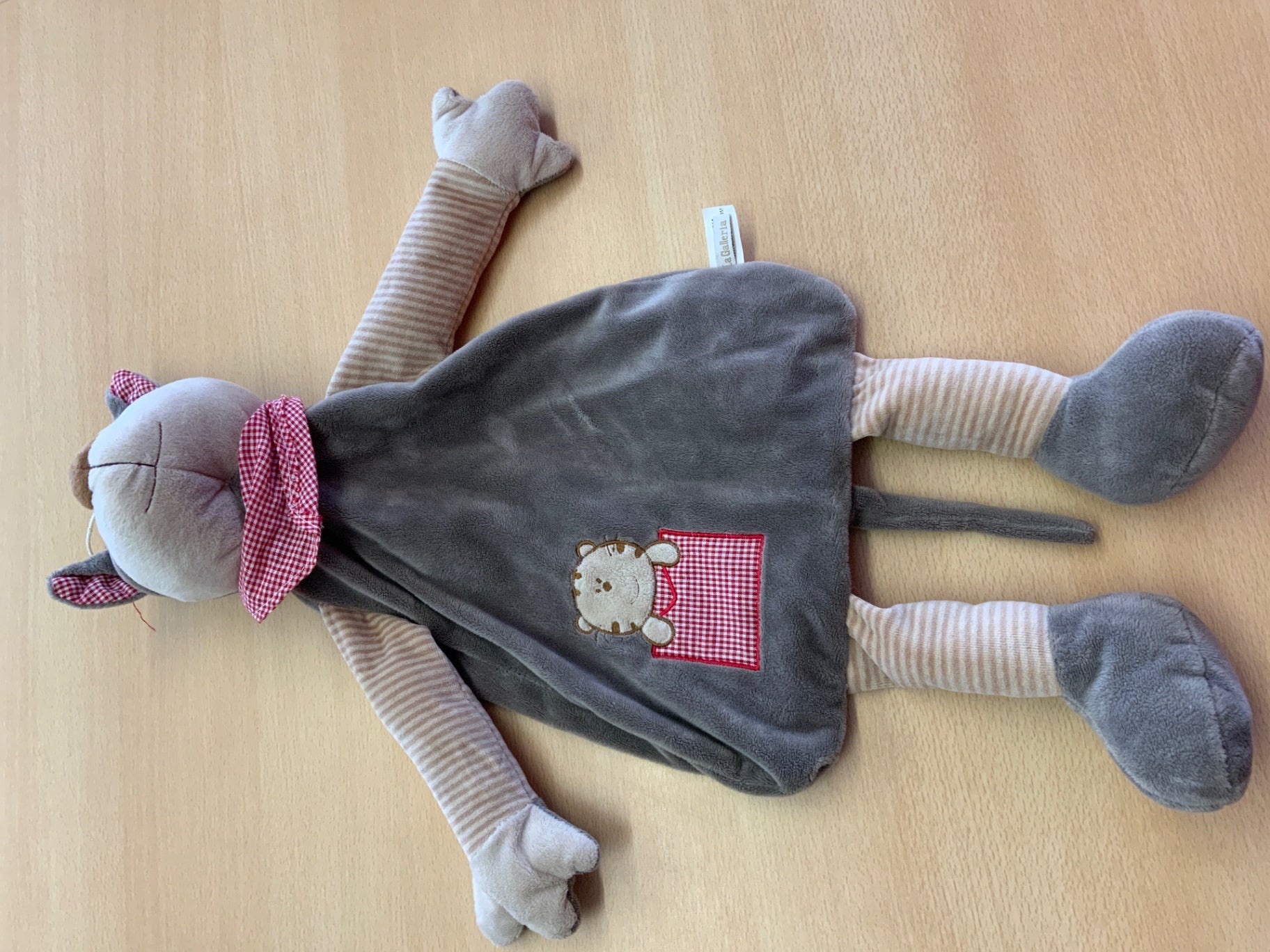 Pyjama-Tier Grau, Rot, Creme