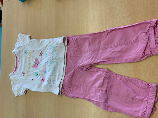 2-Teiler 110/116 Pink und Weiß