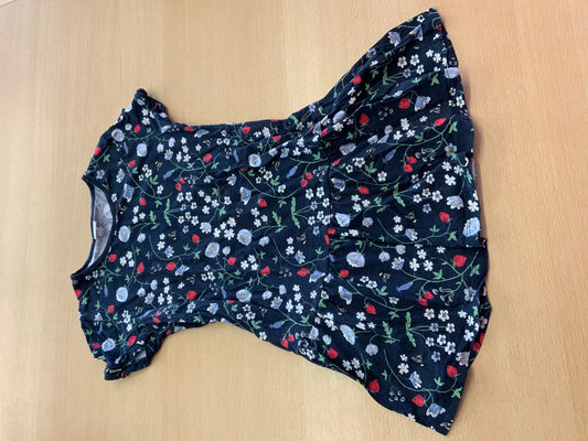 Kleid 122 Dunkelblau mit Blumenmuster