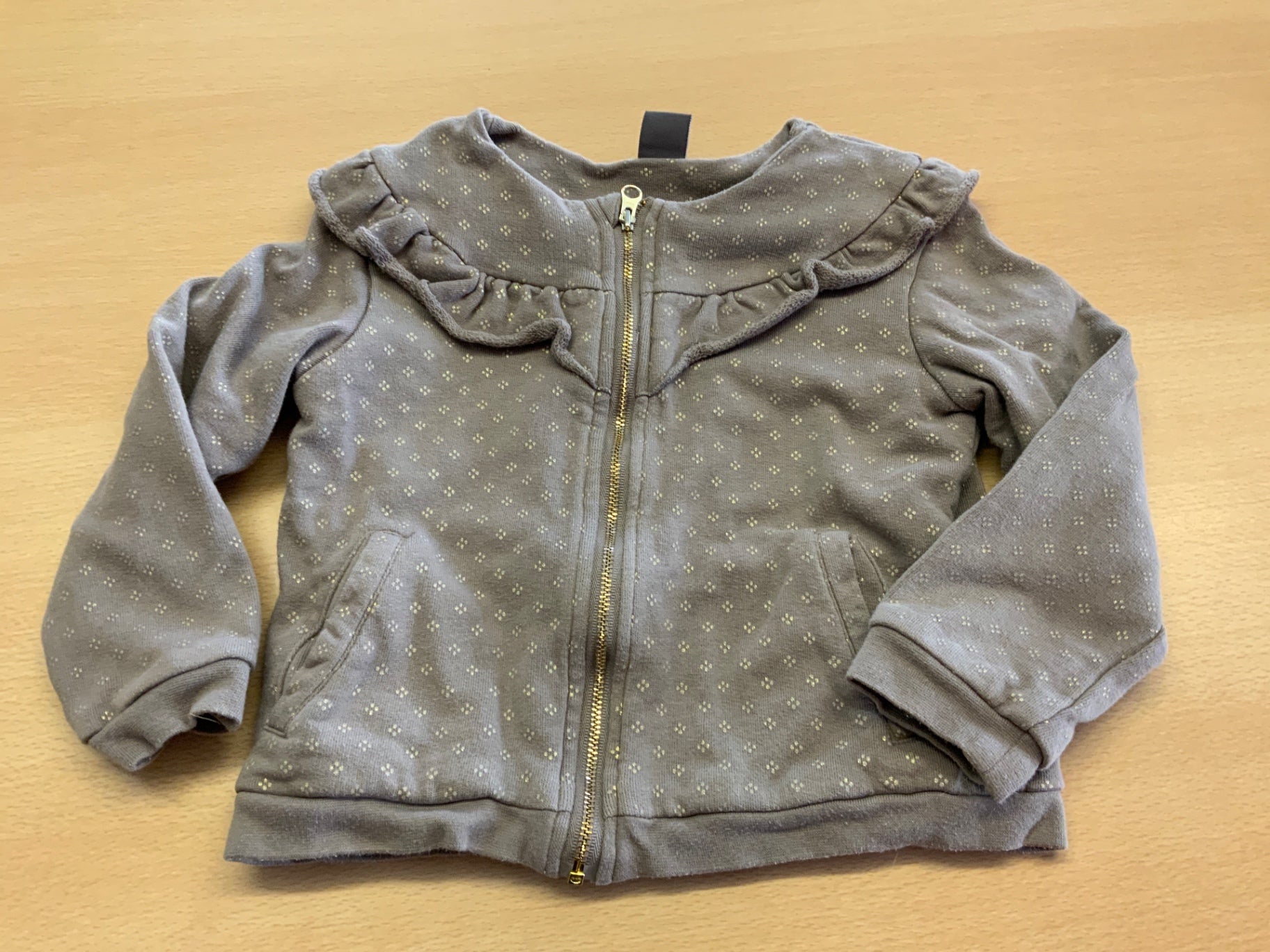 Mädchenjacke 110 Grau mit goldenen Punkten