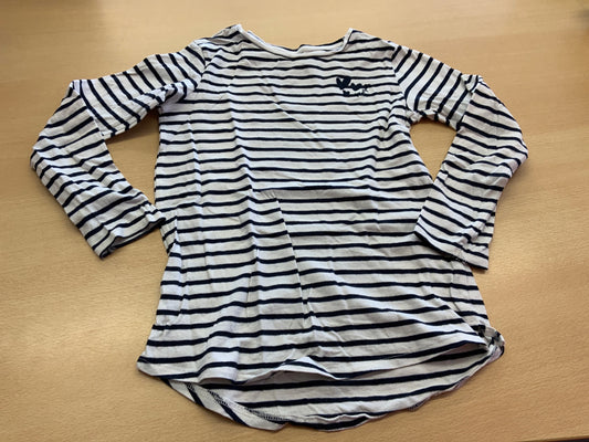 Langarmshirt 128 Weiß und Marineblau