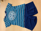 2 tlg. Set 140 Blau mit Streifen