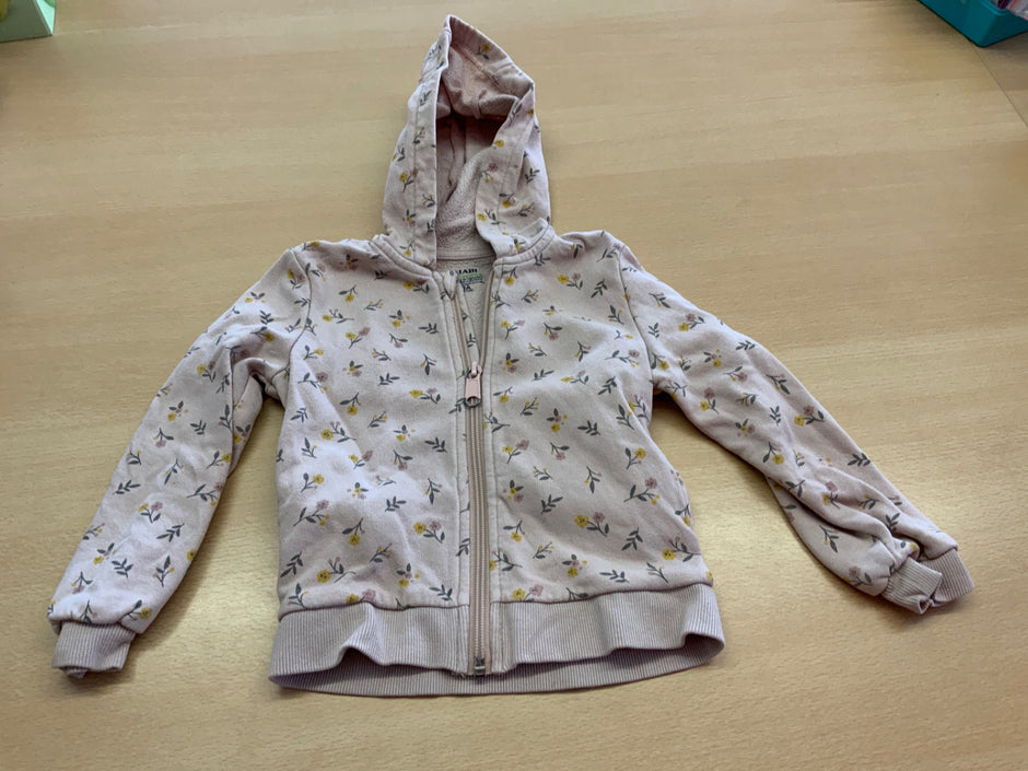 Sweatjacke 98 Hellrosa mit Blumenmuster