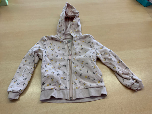 Sweatjacke 98 Hellrosa mit Blumenmuster
