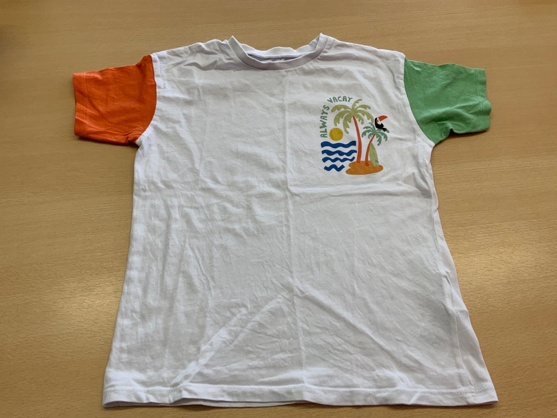 T-Shirt 122/128 Weiß, Orange, Grün